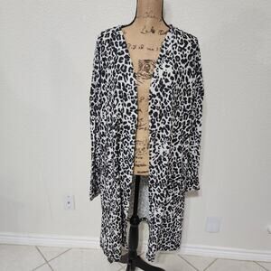 FRENCH Laundry leopard print long‎ kimono coatigan plus size 3X NEW